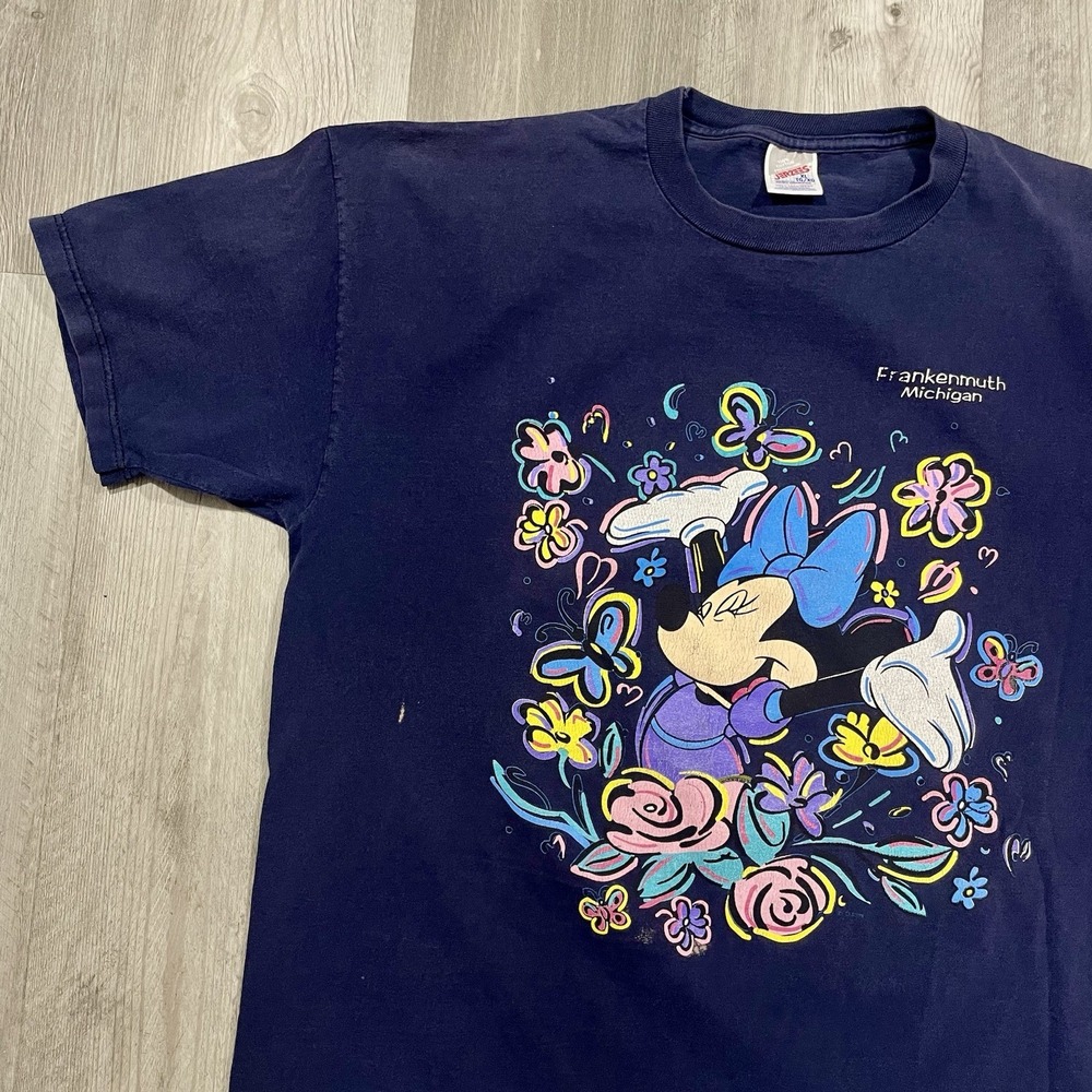 Vintage 90's Minnie Mouse Disney Frankenmuth Michigan‎ Flower Size XL Tshirt